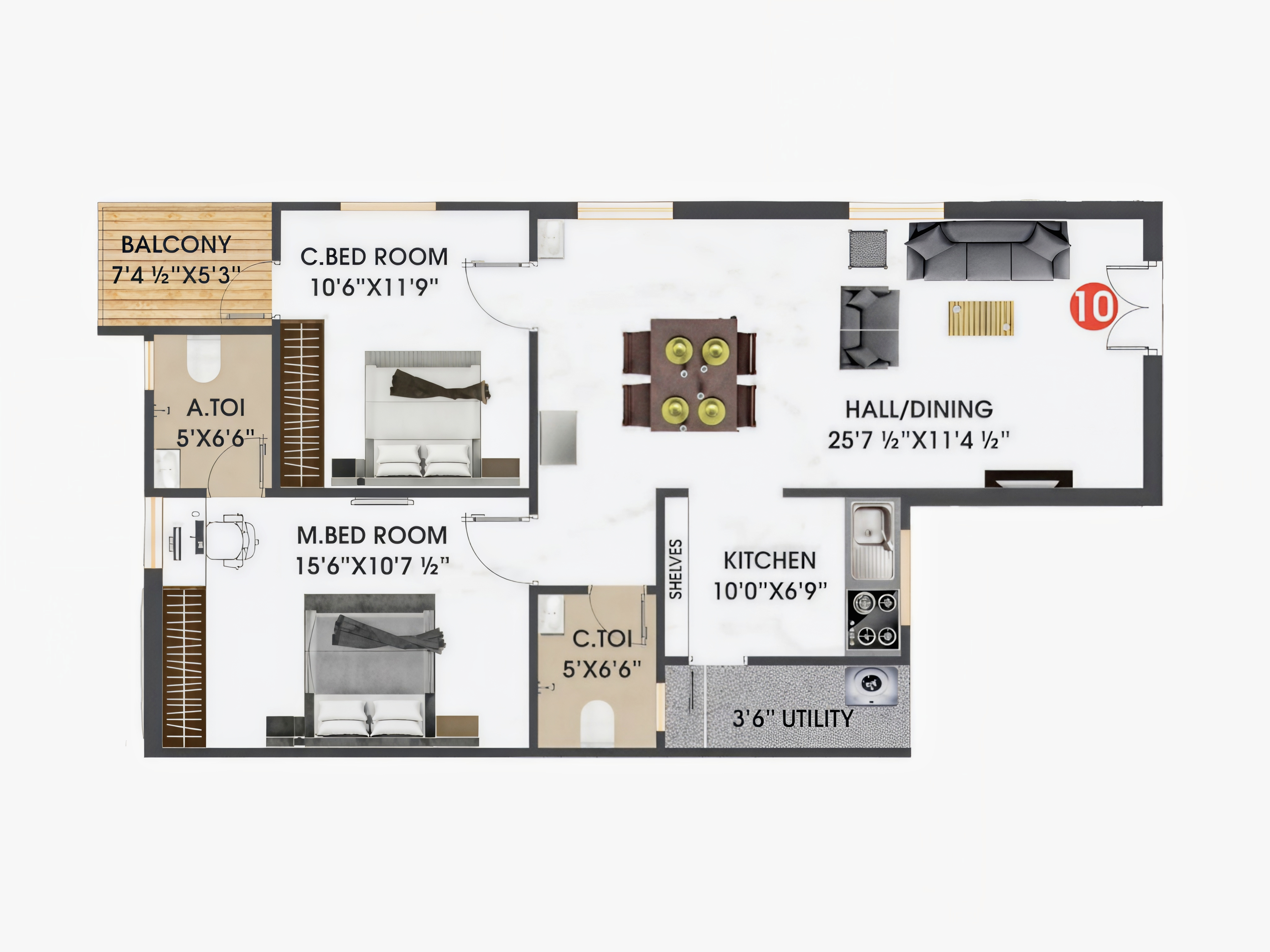 Flat 10 floor plan