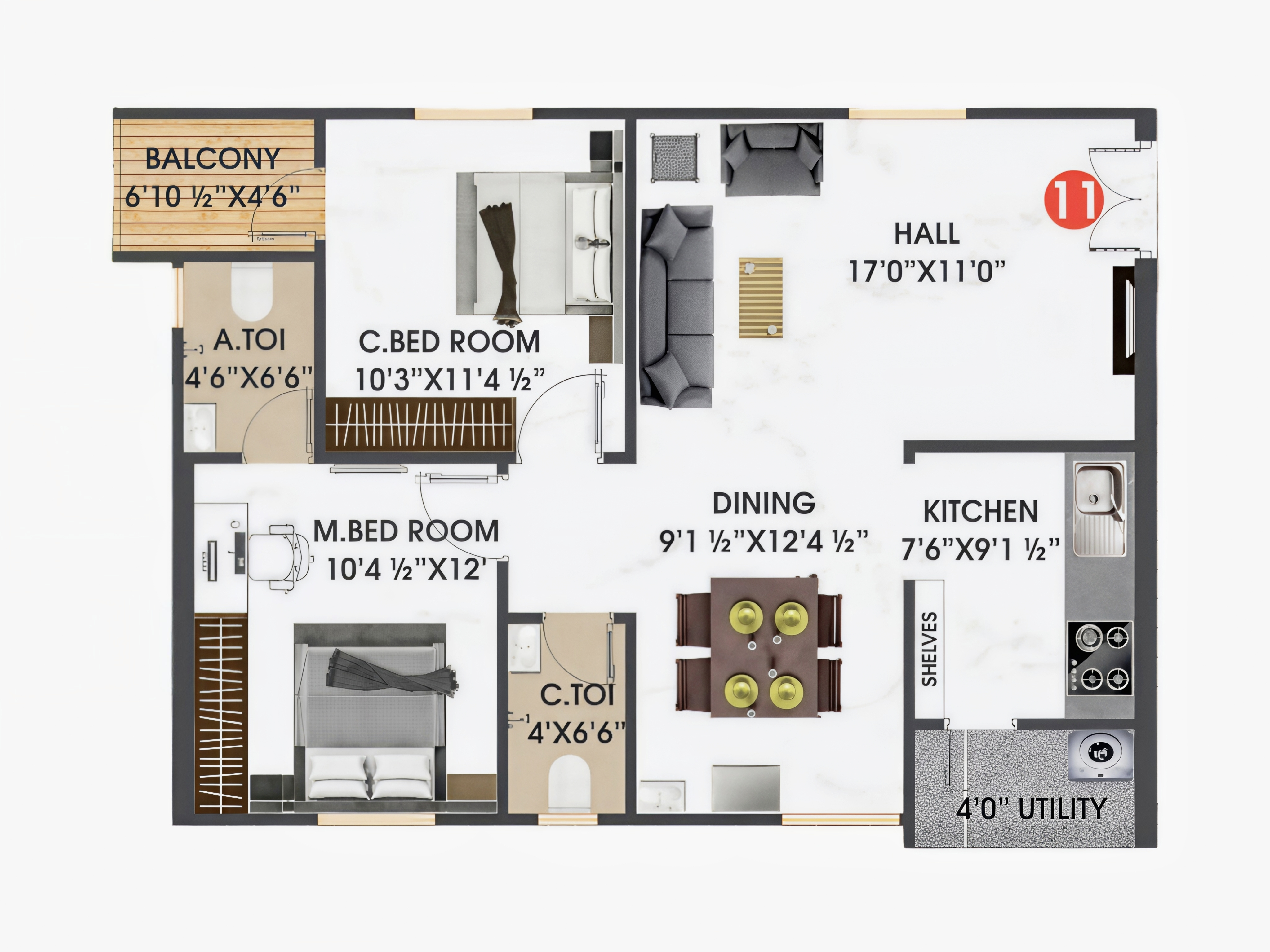 Flat 11 floor plan