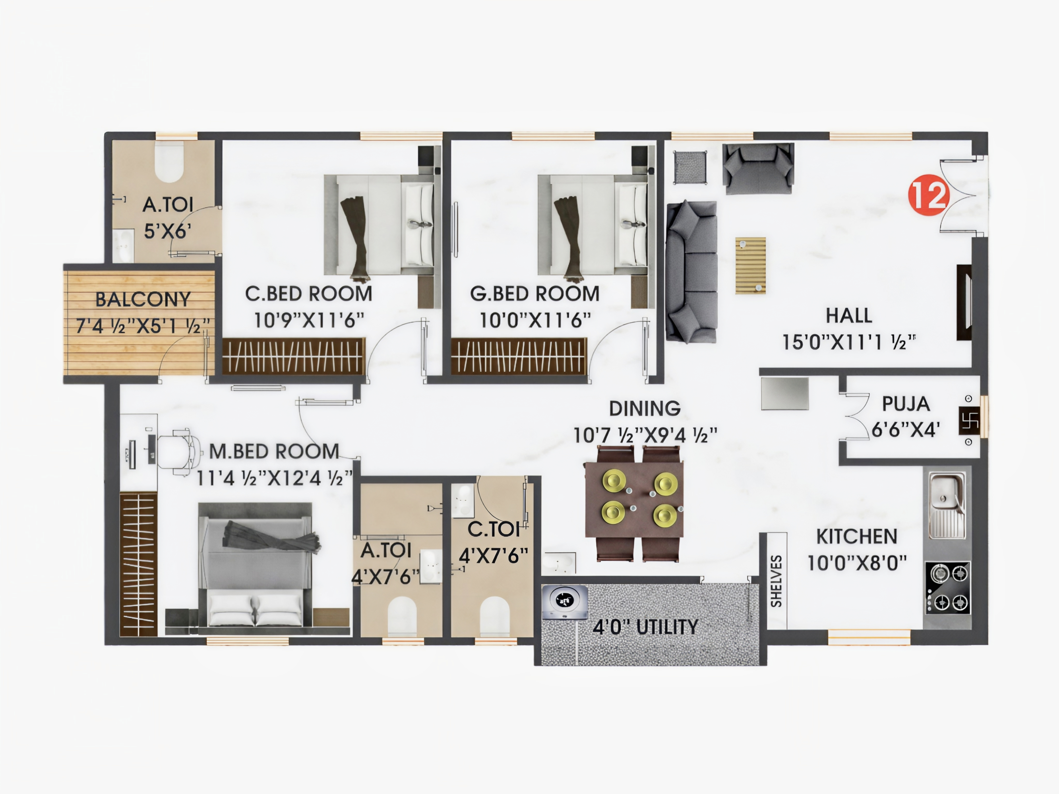 Flat 12 floor plan