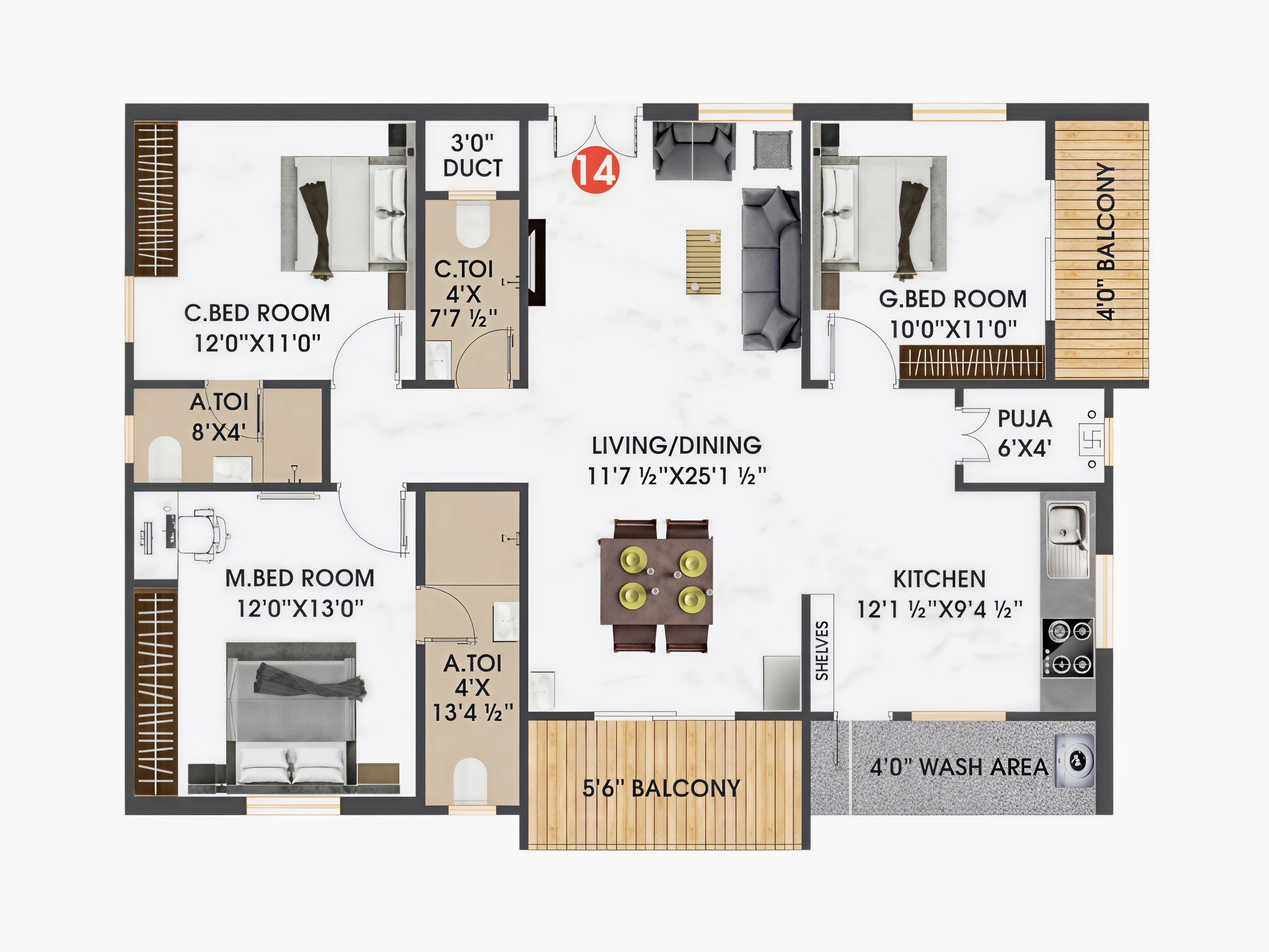 Flat 14 floor plan
