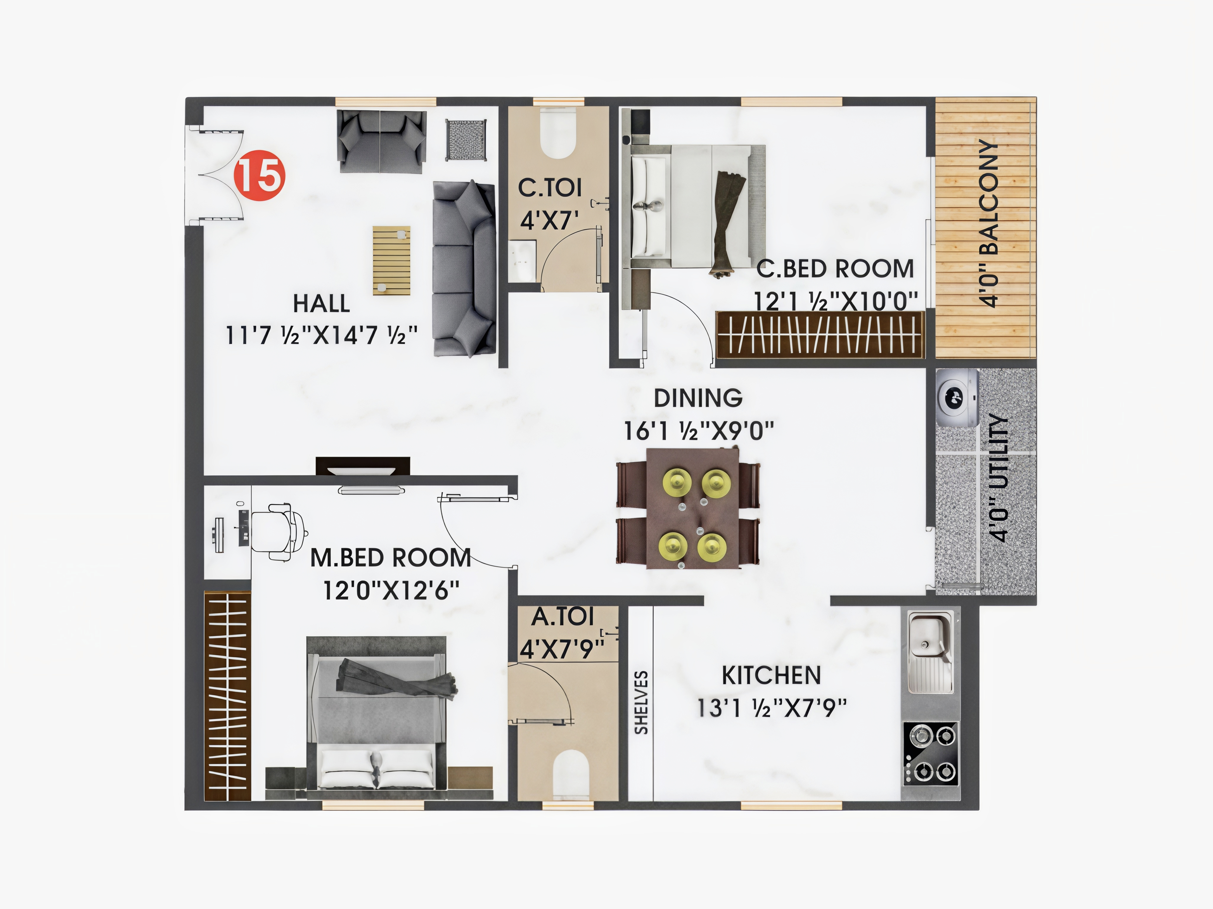 Flat 15 floor plan