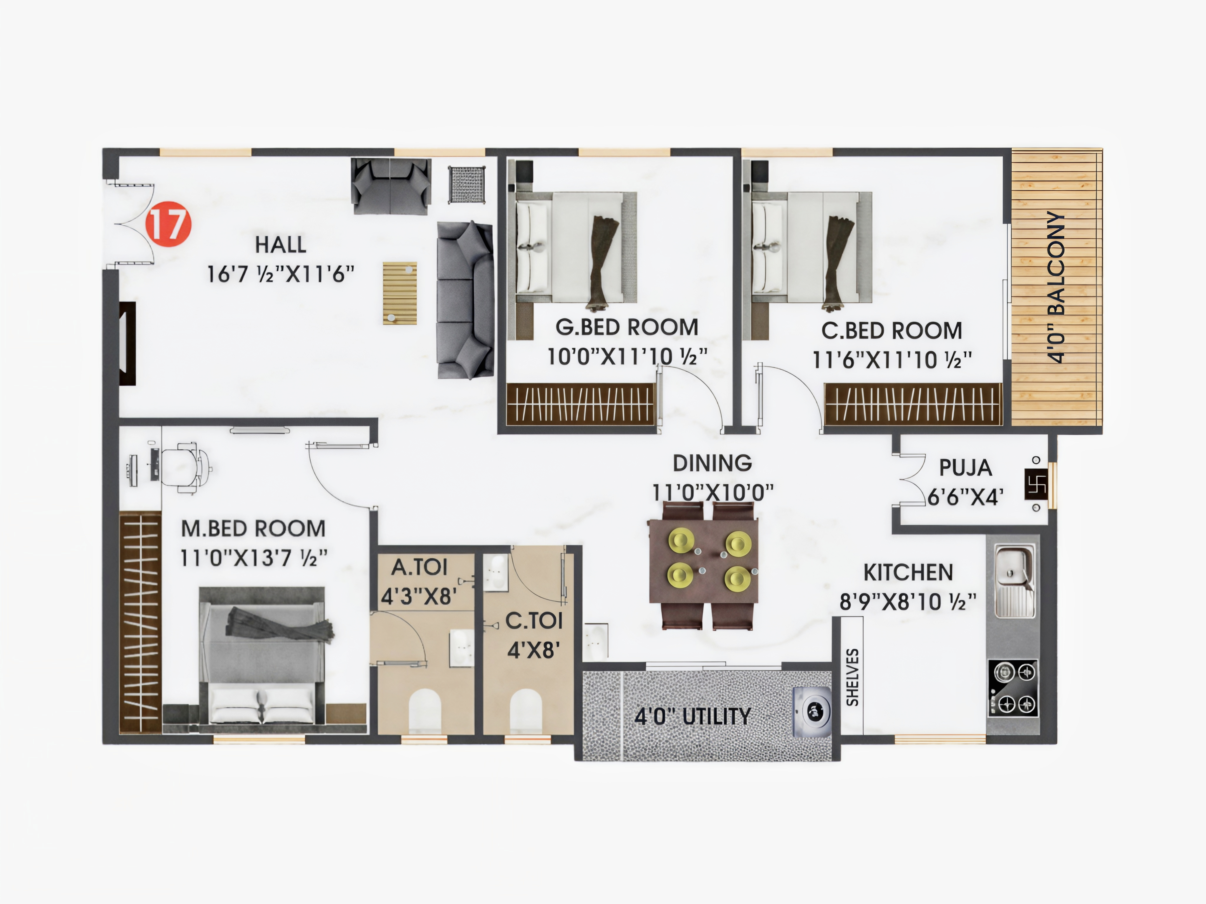 Flat 17 floor plan