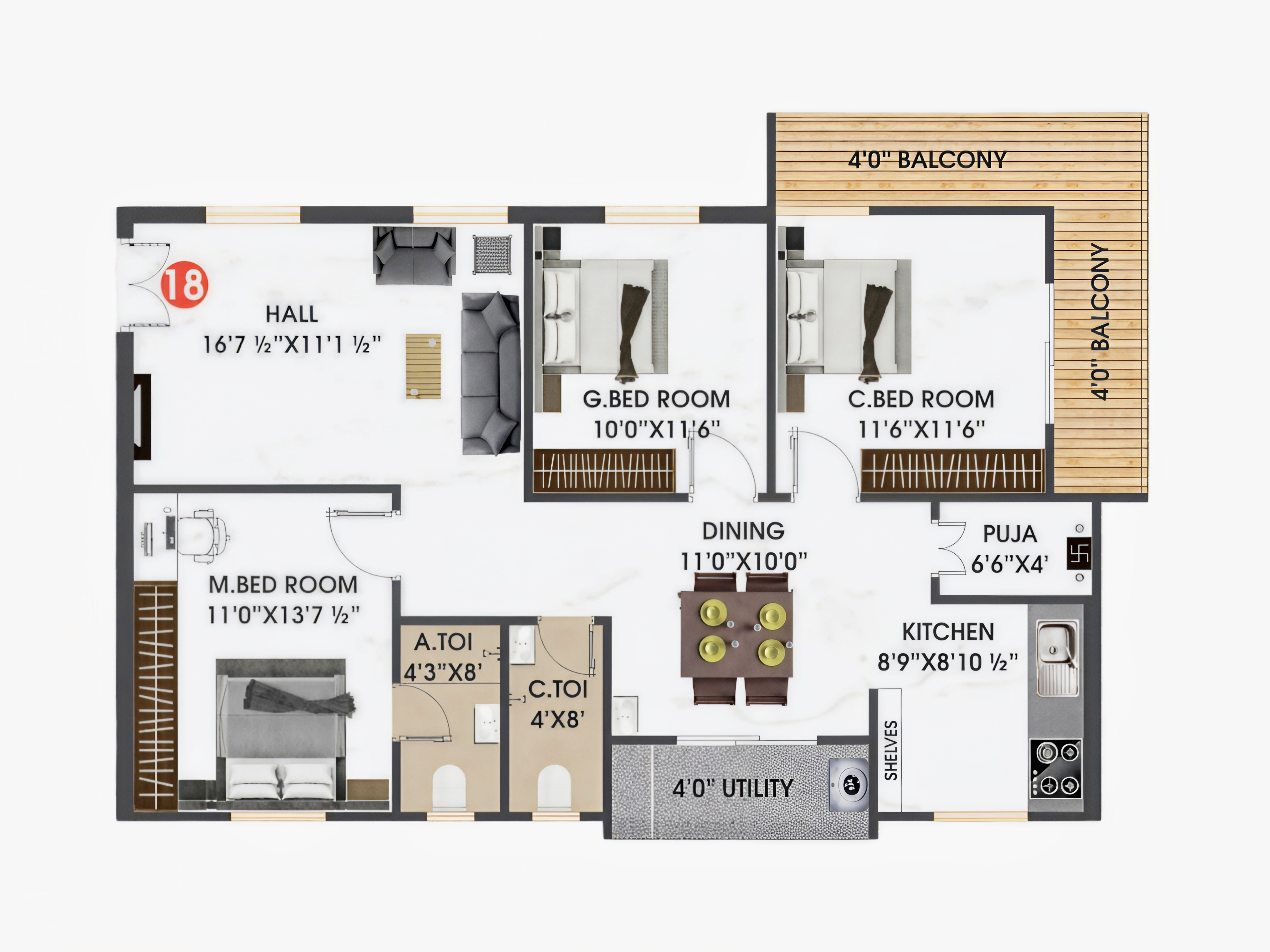 Flat 18 floor plan